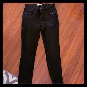 Raw hem black jeans